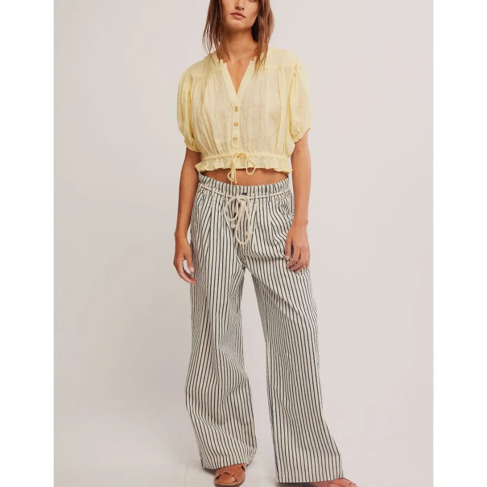 🎉LAST CHANCE🎉 FREE PEOPLE Little Cloud Shirt / Banana Cream - Picture 5 of 6